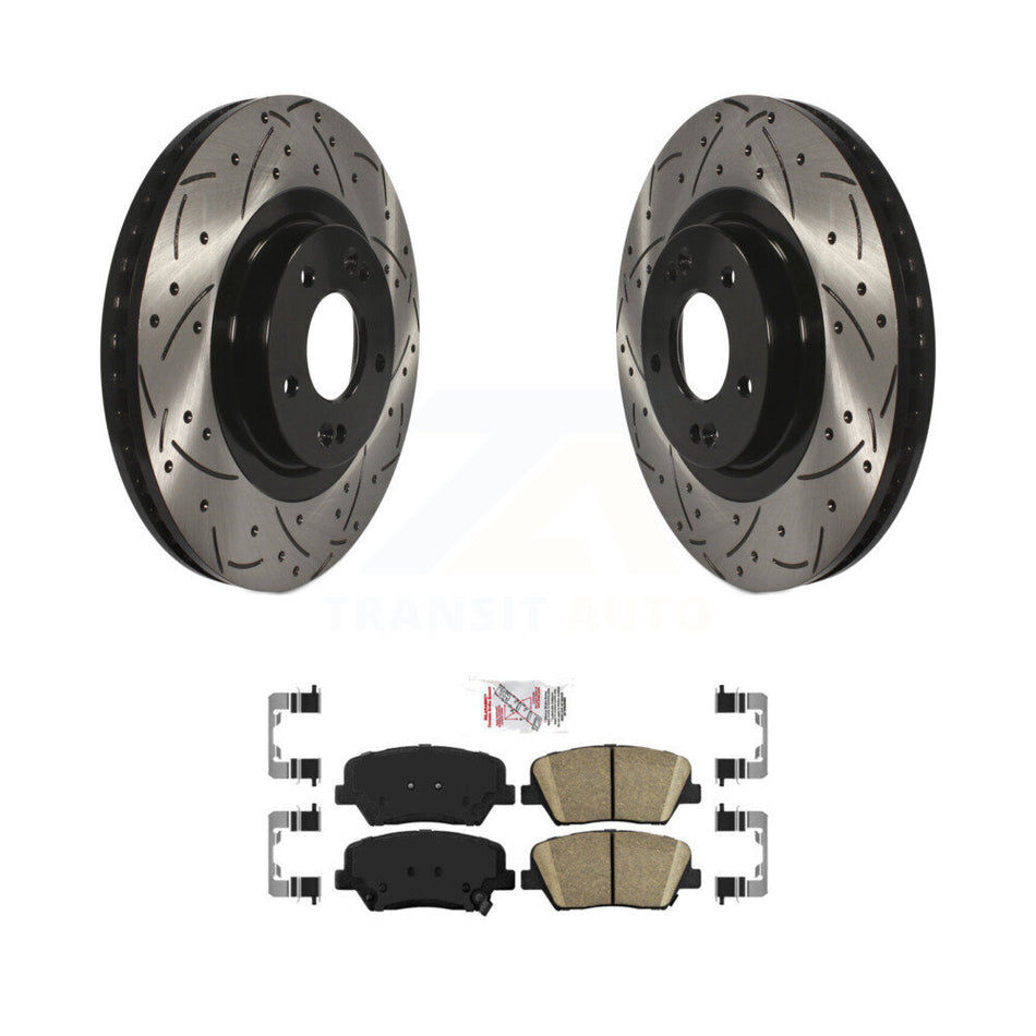 Front Drill Slot Disc Brake Rotors Ceramic Pad Kit For Hyundai Santa Fe Sport Kia Sorento KDA-100093
