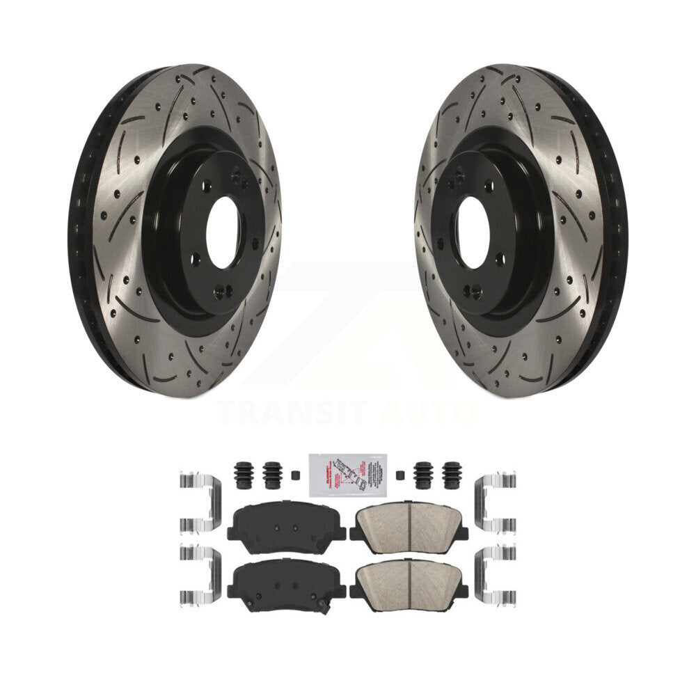 Front Drill Slot Disc Brake Rotors Ceramic Pad Kit For Hyundai Santa Fe Sport Kia Sorento KDA-100094