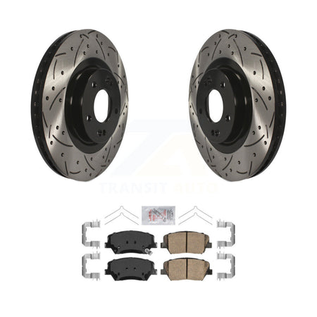 Front Drill Slot Disc Brake Rotors Ceramic Pad Kit For Kia Sorento Hyundai Santa Fe Sport KDA-100095