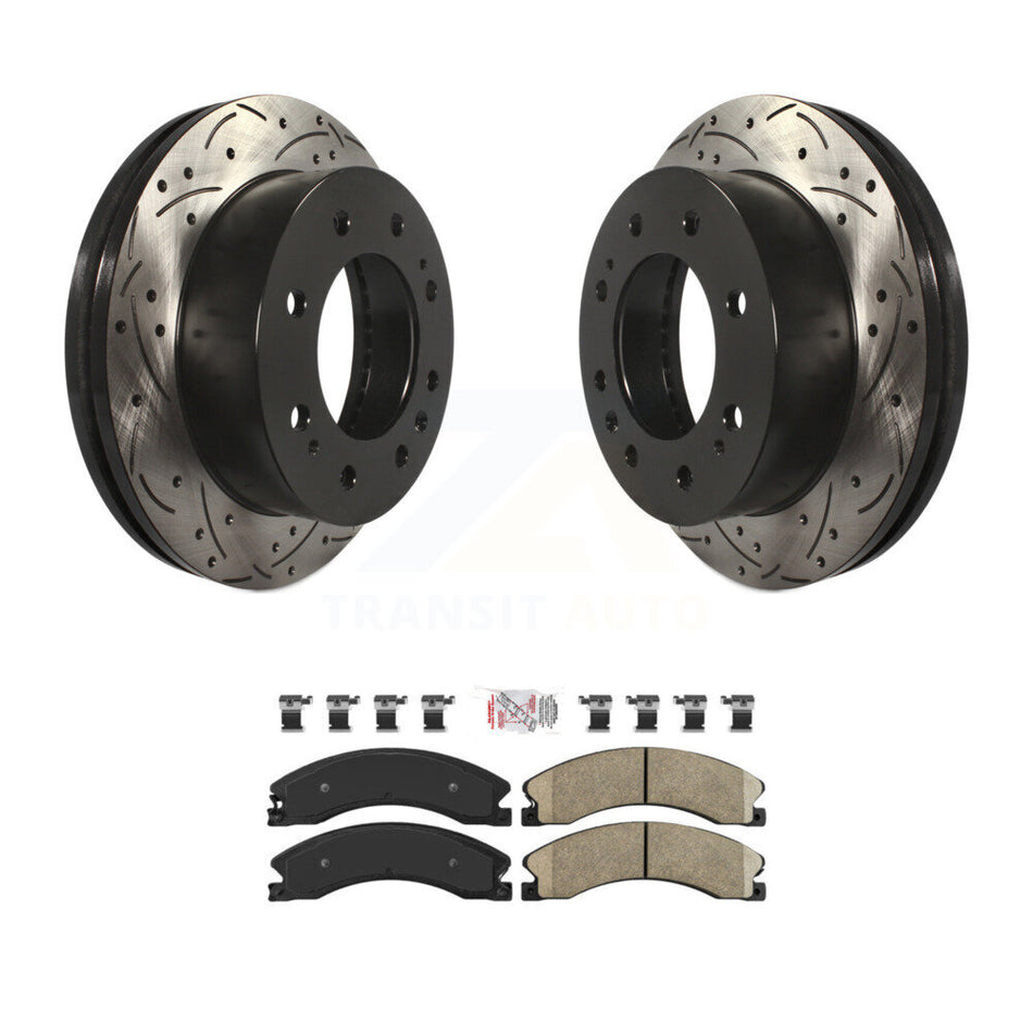 Front Drilled Slot Brake Rotor Ceramic Pad Kit For GMC Chevrolet Sierra 2500 HD Silverado KDA-100100