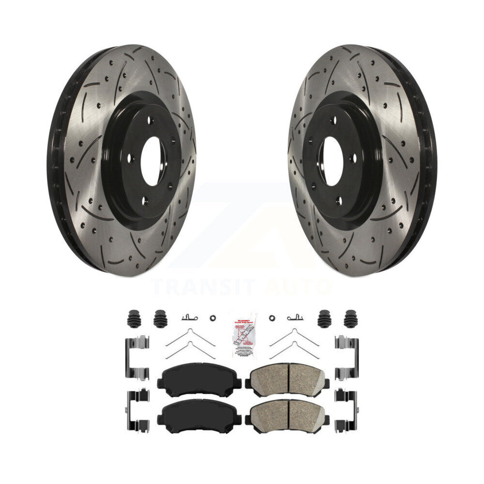Front Coated Drilled Slotted Disc Brake Rotors And Ceramic Pad Kit For Nissan Sentra Juke KDA-100114