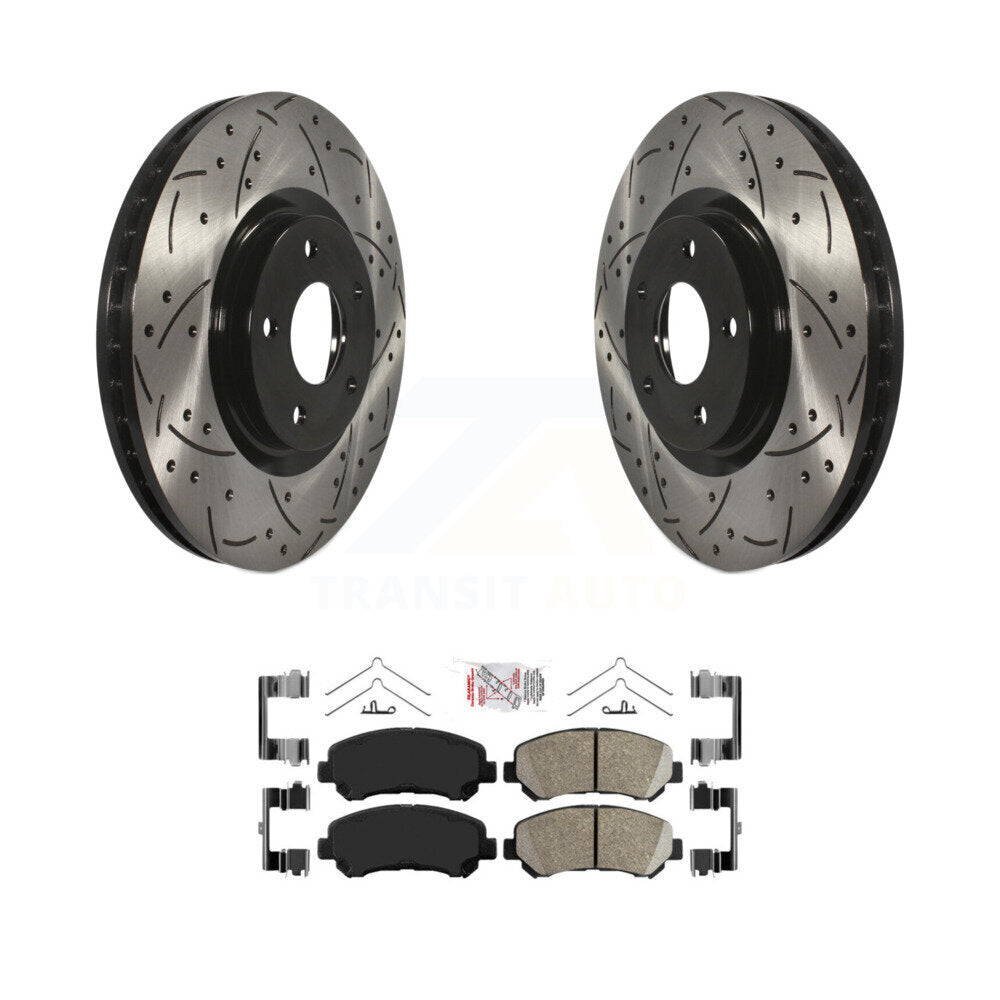Front Coated Drilled Slotted Disc Brake Rotors And Ceramic Pad Kit For Nissan Sentra Juke KDA-100115
