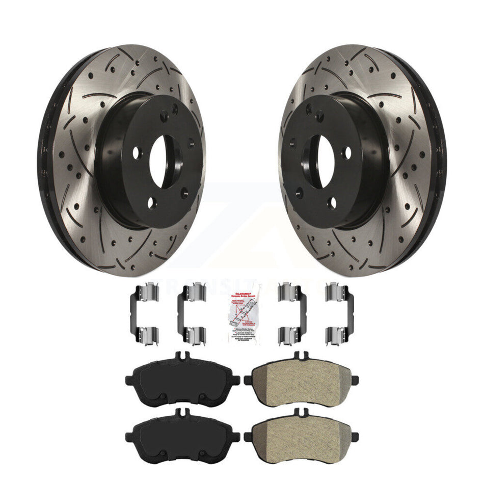 Front Drill Slot Disc Brake Rotors Semi-Metallic Pad Kit For Mercedes-Benz C300 C250 C230 KDA-100119