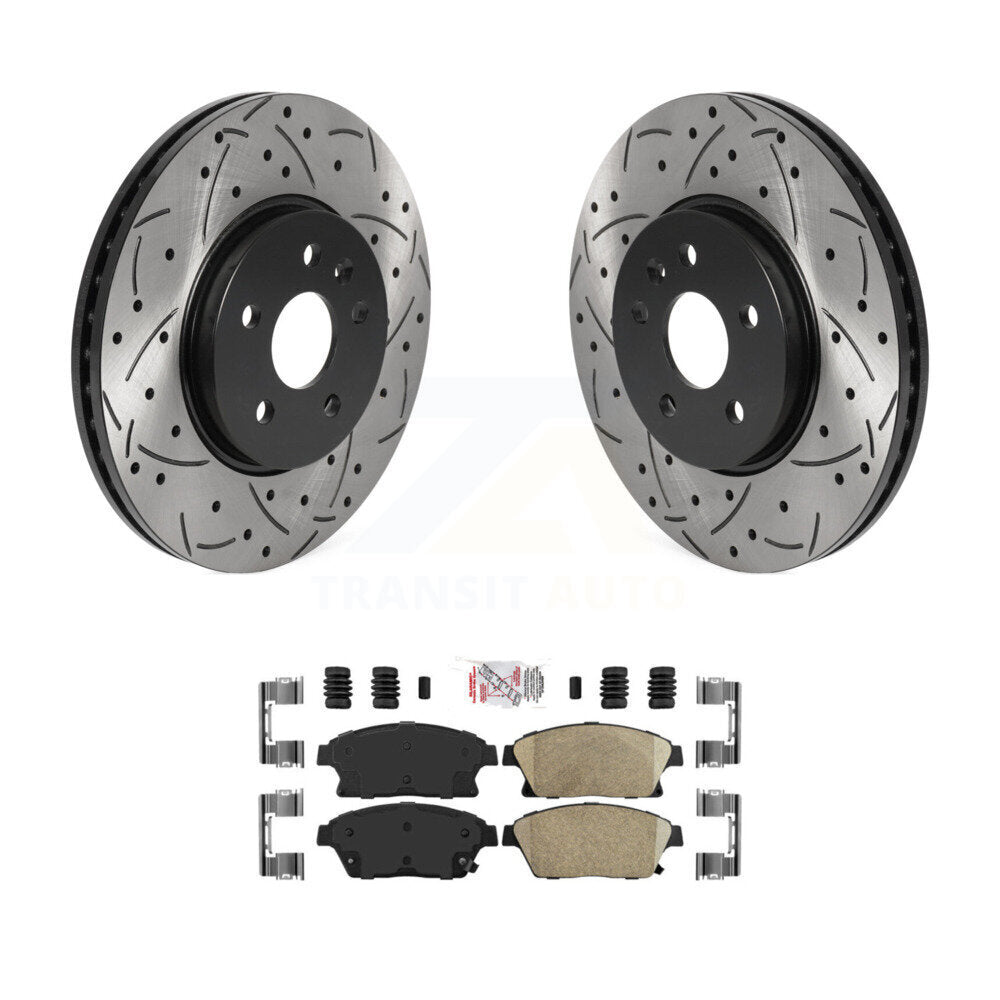 Front Drilled Slot Brake Rotors Ceramic Pad Kit For 2013-2017 Chevrolet Trax Buick Encore KDA-100125