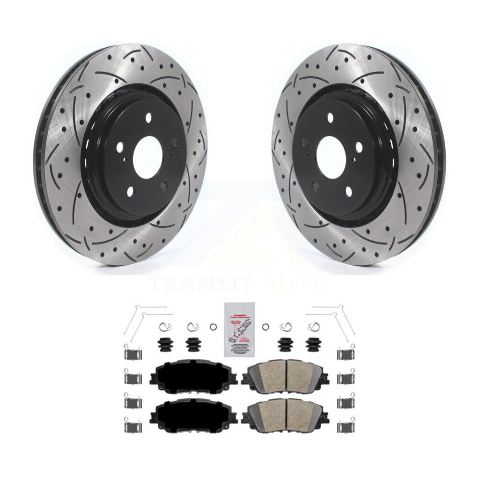Front Drill Slot Brake Rotors Ceramic Pad Kit For 20-23 Toyota Camry XSE With TRD Package KDA-100131