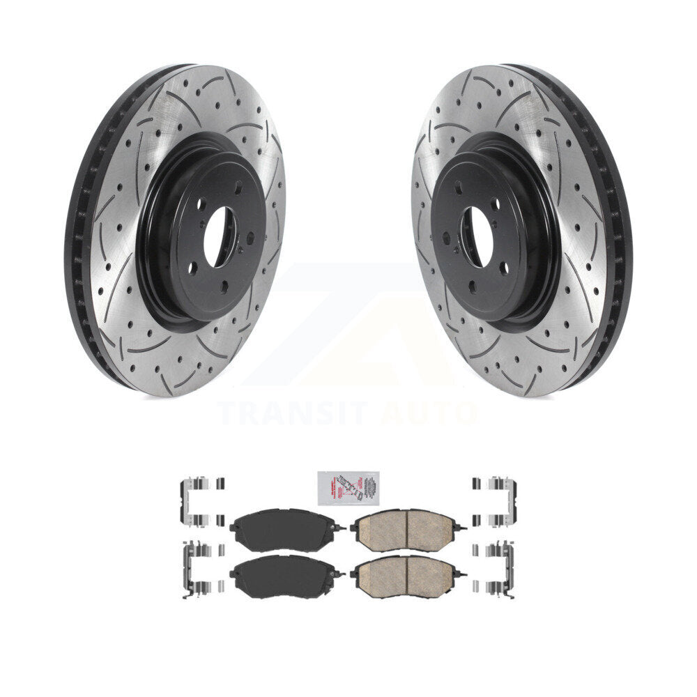 Front Coat Drill Slot Disc Brake Rotor Ceramic Pad Kit For Subaru Forester Outback Legacy KDA-100138