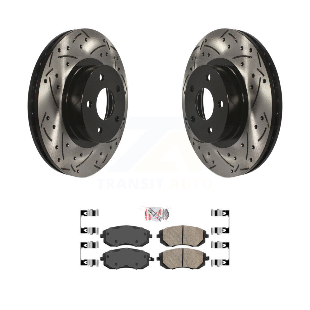 Front Drilled Slot Disc Brake Rotor & Ceramic Pad Kit For Subaru Impreza Legacy Saab 9-2X KDA-100147