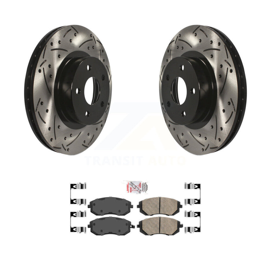 Front Drilled Slot Disc Brake Rotor & Ceramic Pad Kit For Subaru Impreza Legacy Saab 9-2X KDA-100147