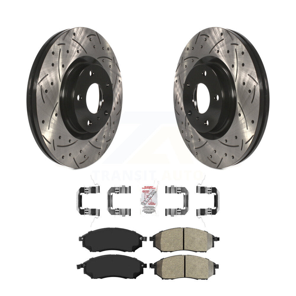 Front Drill Slot Brake Rotor Semi-Metallic Pad Kit For INFINITI Nissan Murano G37 G35 M35 KDA-100154