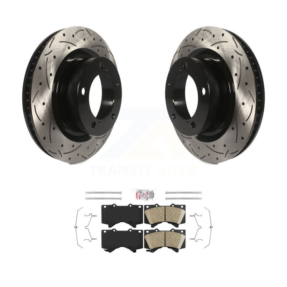 Front Drilled Slot Brake Rotor Ceramic Pad Kit For Toyota Tundra Sequoia Lexus LX570 Land KDA-100159