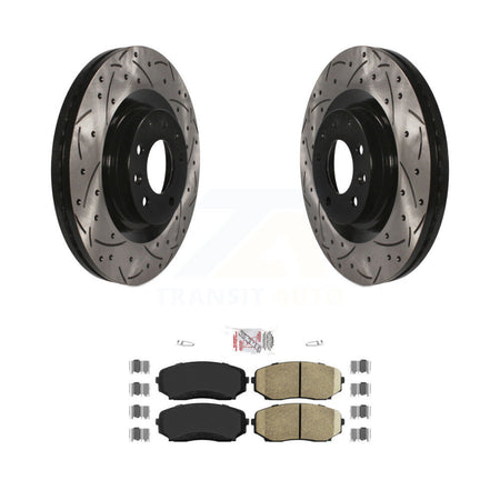 Front Coated Drilled Slotted Disc Brake Rotors & Ceramic Pad Kit For 2007-2015 Mazda CX-9 KDA-100160
