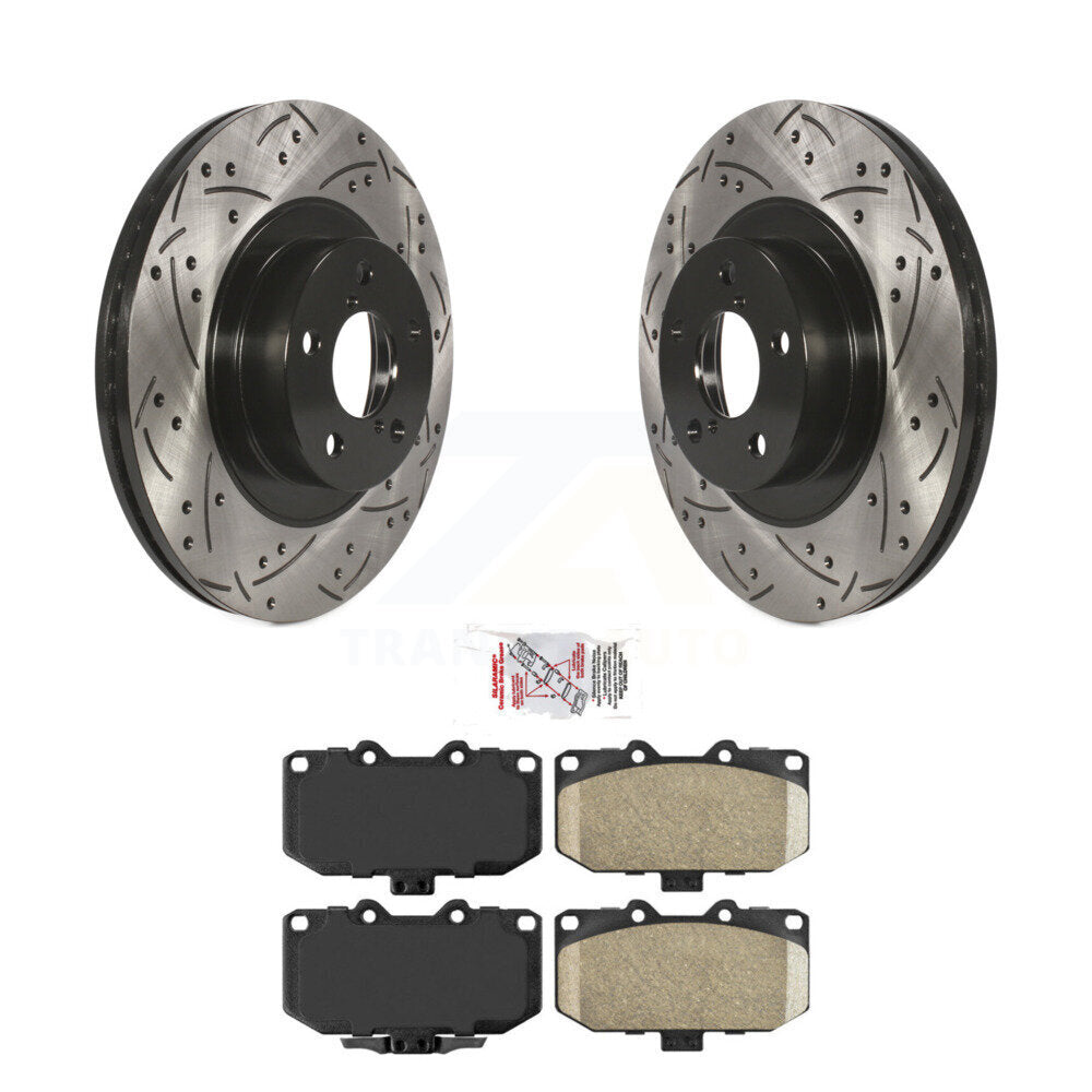 Front Coated Drill Slot Disc Brake Rotor Ceramic Pad Kit For 2006-2008 Subaru Impreza WRX KDA-100170