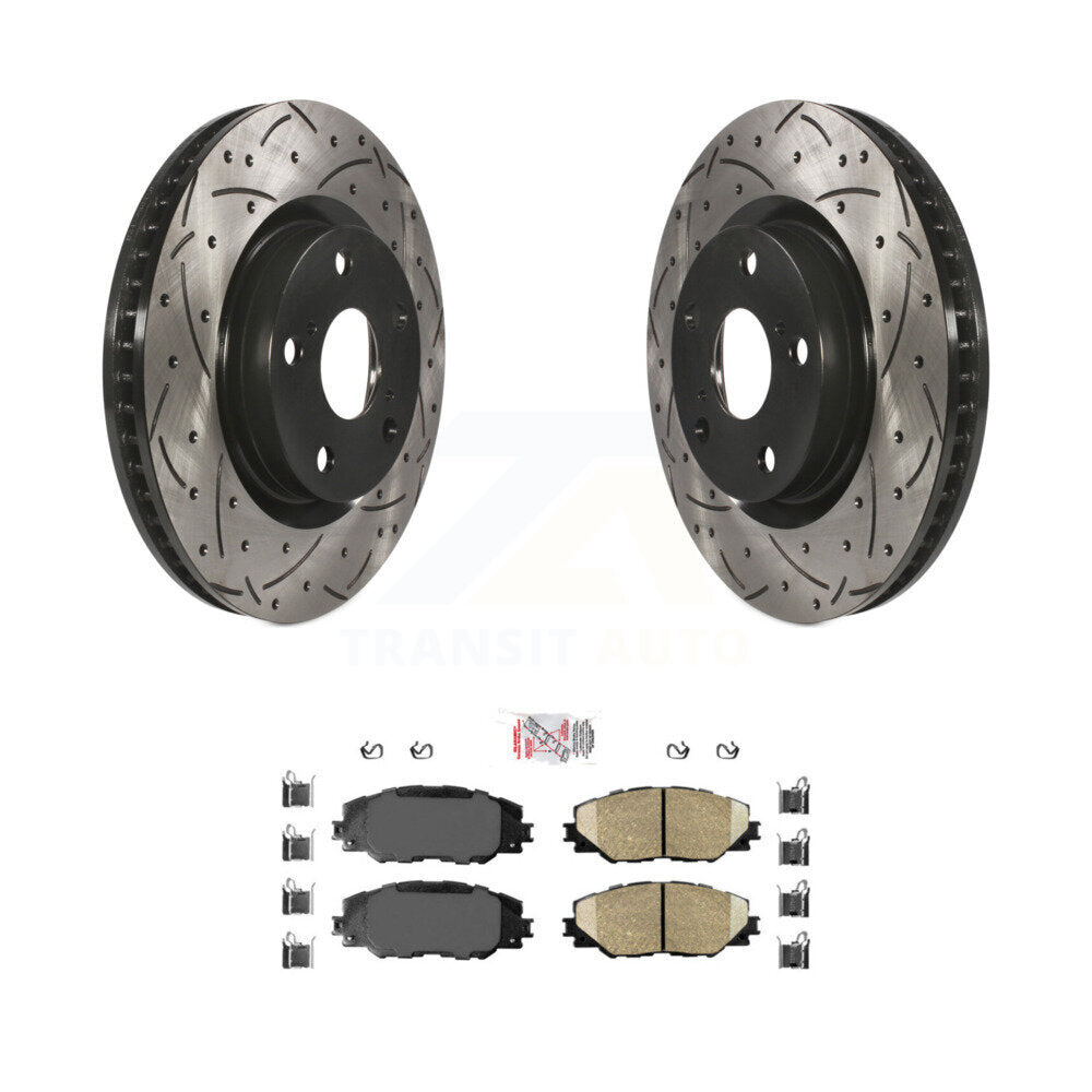 Front Drill Slot Brake Rotor Ceramic Pad Kit For Toyota RAV4 Matrix Pontiac Vibe Scion iM KDA-100181