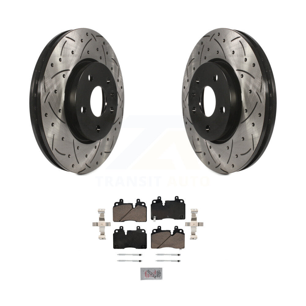Front Coated Drilled Slotted Disc Brake Rotors And Ceramic Pad Kit For Chevrolet Corvette KDA-100193