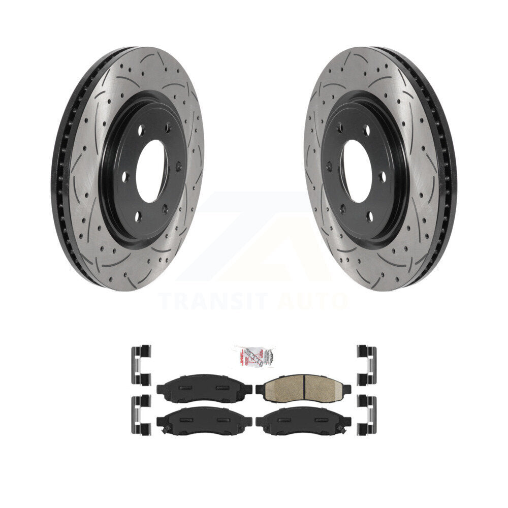 Front Coated Drill Slot Disc Brake Rotor Ceramic Pad Kit For 2007 Nissan TITAN From 04 07 KDA-100203