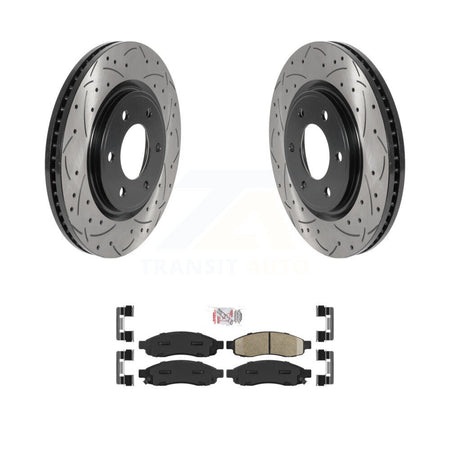 Front Coated Drill Slot Disc Brake Rotor Ceramic Pad Kit For 2007 Nissan TITAN From 04 07 KDA-100203