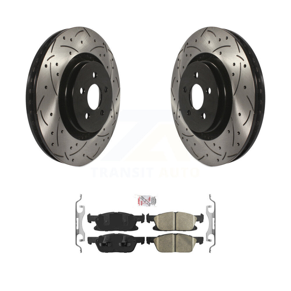Front Coat Drill Slot Disc Brake Rotor Ceramic Pad Kit For Ford Edge Lincoln Nautilus MKX KDA-100209