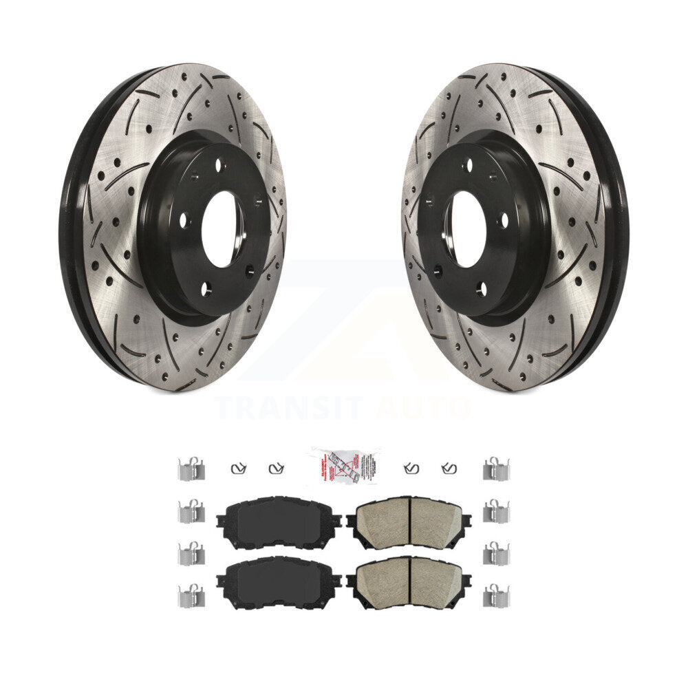Front Coated Drilled Slotted Disc Brake Rotors And Ceramic Pads Kit For Mazda 6 KDA-100233