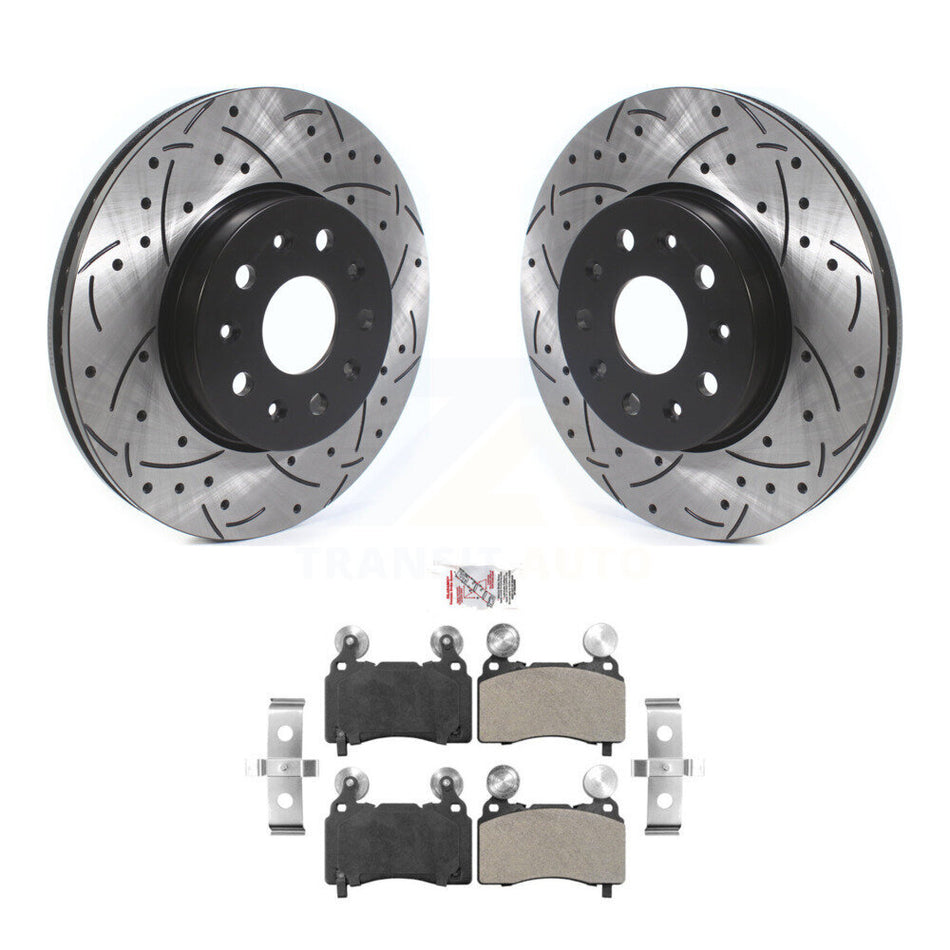 Front Drill Slot Disc Brake Rotor Semi-Metallic Pad Kit For Cadillac CTS Chevrolet Camaro KDA-100242