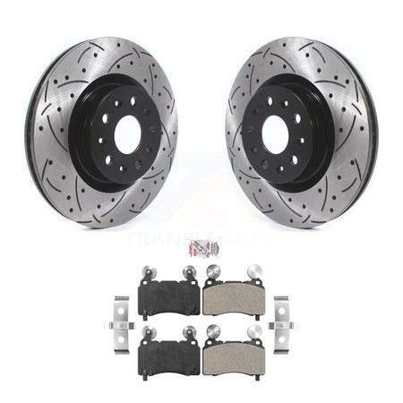 Front Drill Slot Brake Rotors Semi-Metallic Pad Kit For Cadillac Chevrolet Camaro CTS CT6 KDA-100245