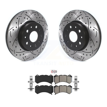 Front Coated Drill Slot Disc Brake Rotor Semi-Metallic Pad Kit For Chevrolet Camaro LT LS KDA-100248