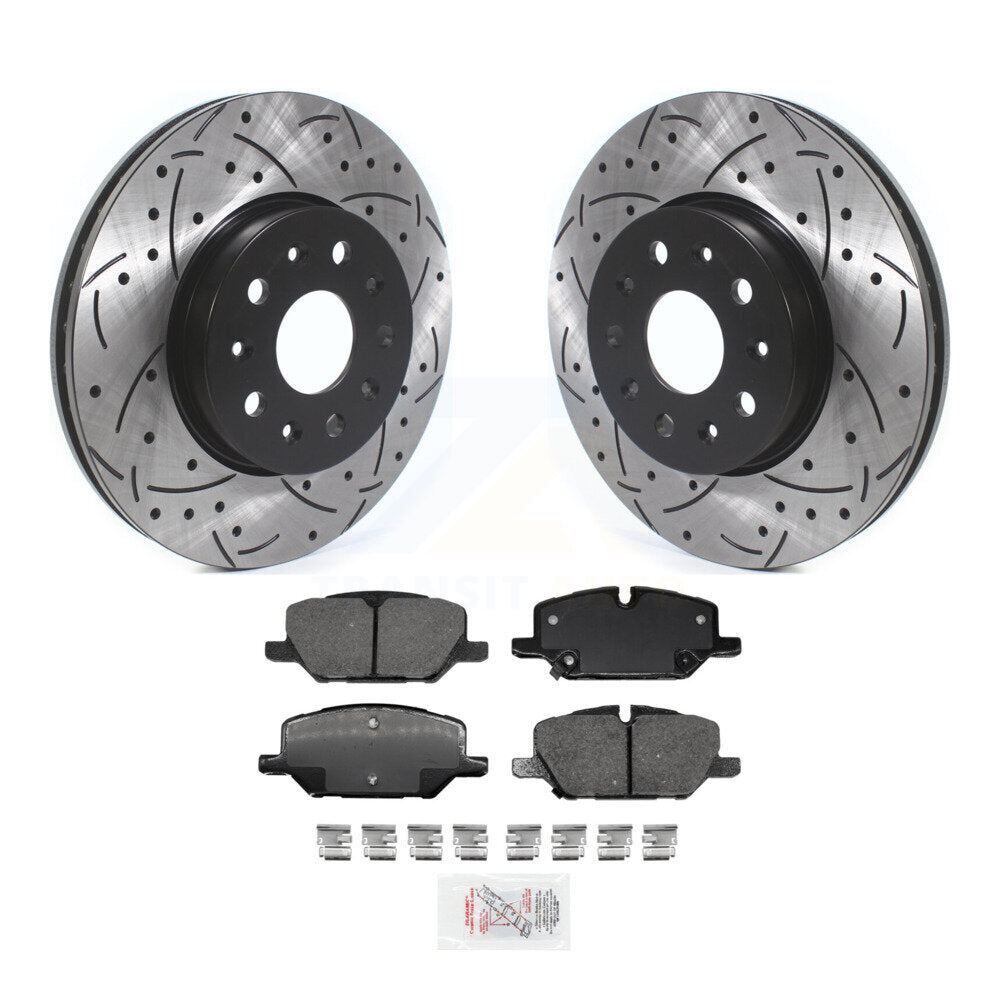 Front Coated Drilled Slotted Disc Brake Rotors And Ceramic Pads Kit For Chevrolet Camaro KDA-100251