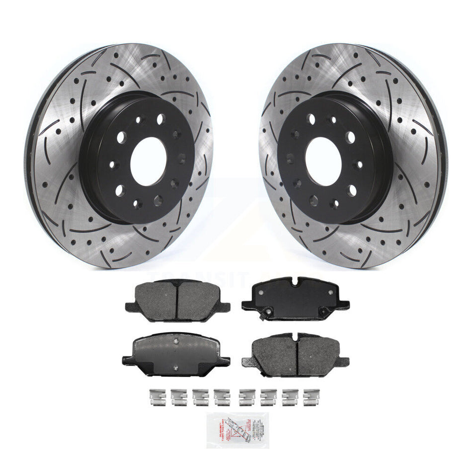 Front Coated Drilled Slotted Disc Brake Rotors And Ceramic Pads Kit For Chevrolet Camaro KDA-100251
