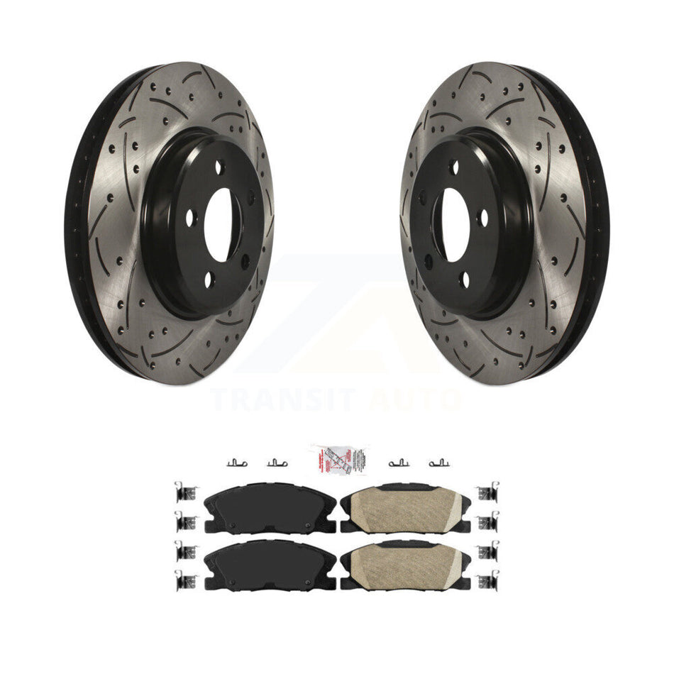 Front Drill Slot Disc Brake Rotor Ceramic Pad Kit For Dodge Charger Pursuit with RWD 3.6L KDA-100259