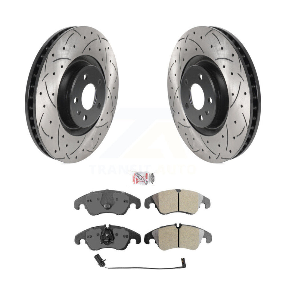 Front Coated Drilled Slotted Disc Brake Rotors And Semi-Metallic Pads Kit For Audi A6 KDA-100271