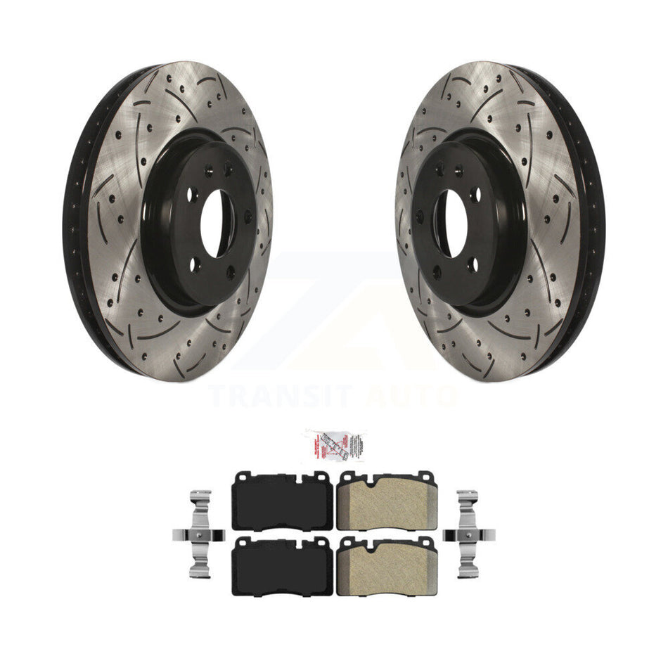 Front Coated Drilled Slotted Disc Brake Rotors And Semi-Metallic Pads Kit For Audi Q5 KDA-100272