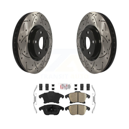 Front Drill Slot Brake Rotor Ceramic Pad Kit For Ford Police Responder Hybrid SSV Plug-In KDA-100275