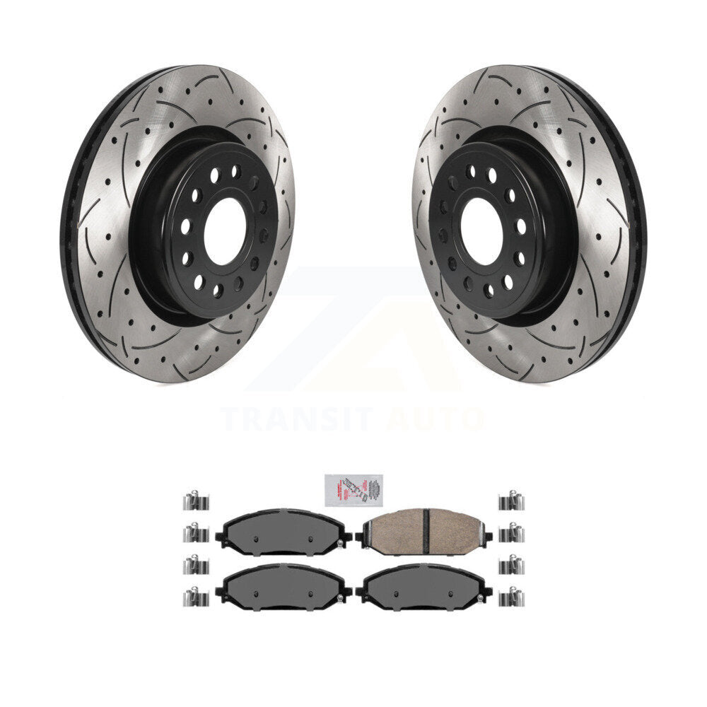 Front Coated Drilled Slotted Disc Brake Rotors And Ceramic Pads Kit For Ram 1500 KDA-100311