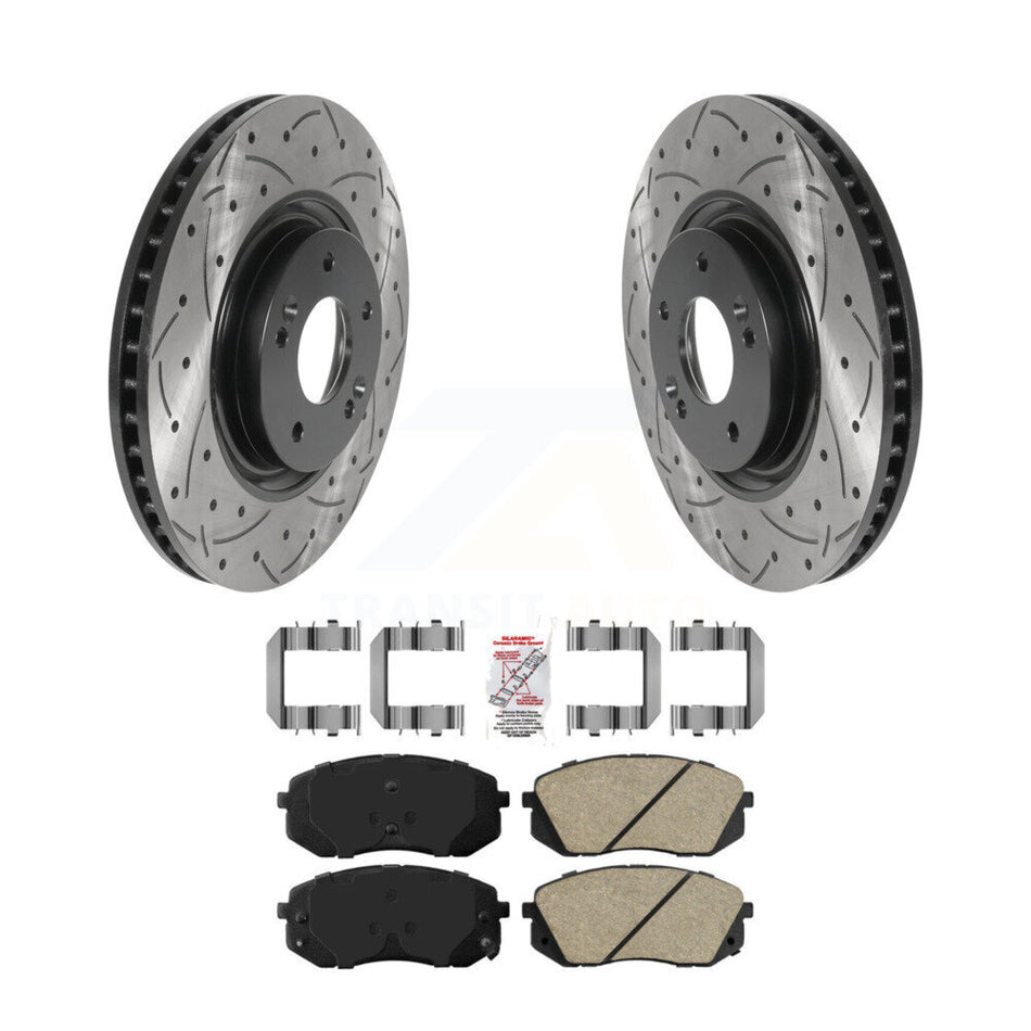 Front Drilled Slot Disc Brake Rotor Ceramic Pad Kit For Hyundai Tucson Sonata Kia Cadenza KDA-100317