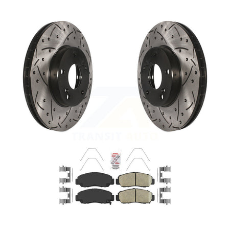 Front Coated Drill Slot Disc Brake Rotor Ceramic Pad Kit For Honda Civic Accord Acura CSX KDA-100335