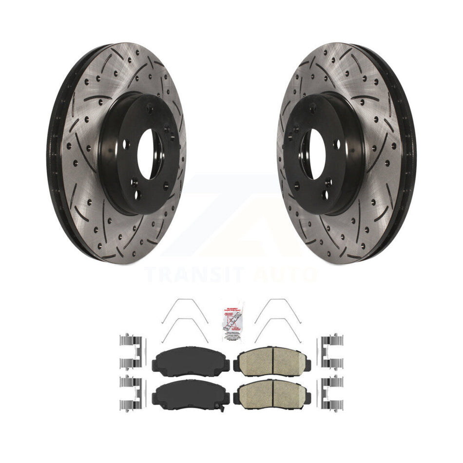 Front Coated Drill Slot Disc Brake Rotor Ceramic Pad Kit For Honda Civic Accord Acura CSX KDA-100335