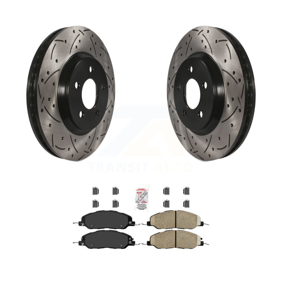 Front Coated Drilled Slotted Disc Brake Rotors And Ceramic Pads Kit For Ford Mustang KDA-100344