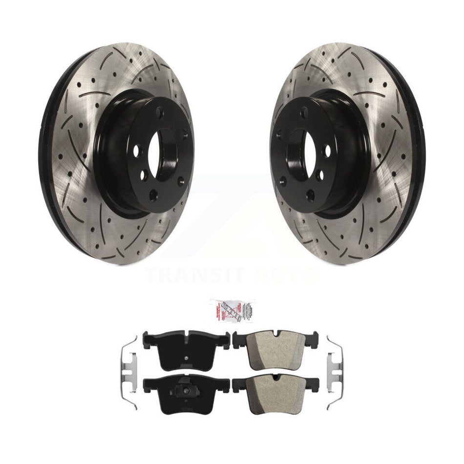Front Coated Drilled Slotted Disc Brake Rotors And Semi-Metallic Pads Kit For BMW X3 X4 KDA-100352