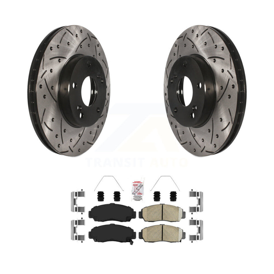 Front Coated Drilled Slotted Disc Brake Rotors And Ceramic Pads Kit For Honda Accord KDA-100356