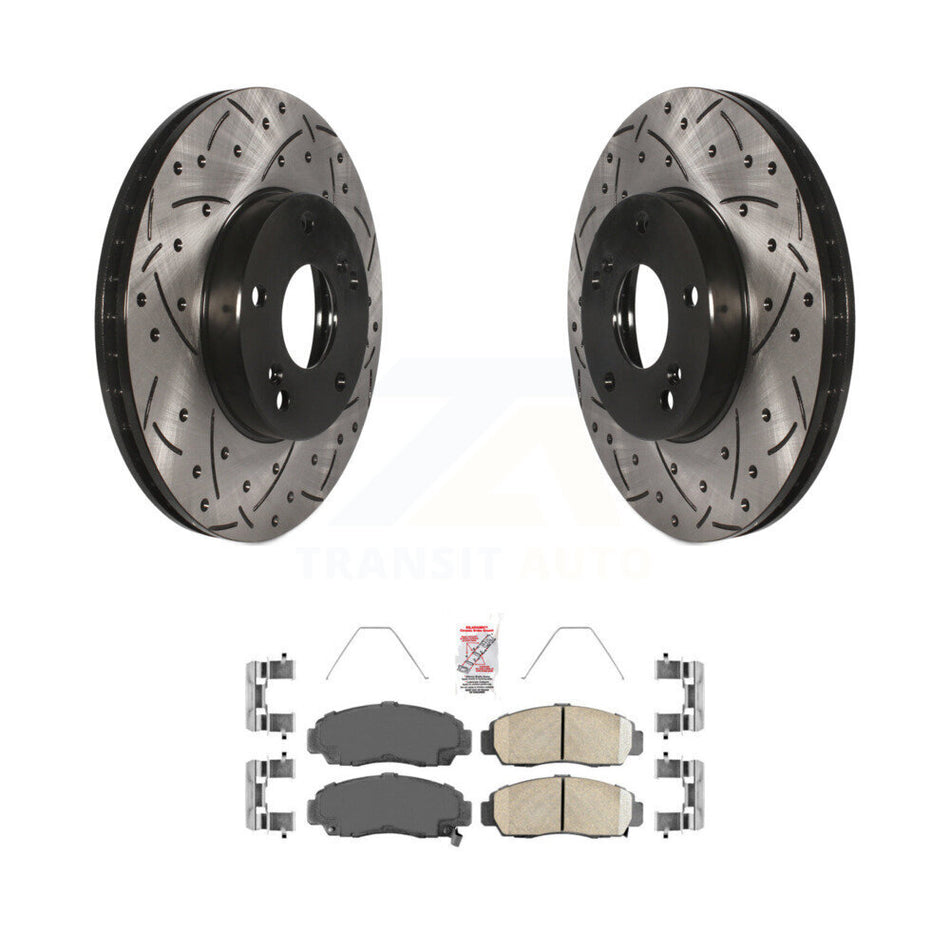 Front Coated Drilled Slotted Disc Brake Rotors And Ceramic Pads Kit For Honda Accord KDA-100357