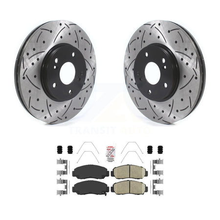 Front Coated Drilled Slotted Disc Brake Rotors And Ceramic Pads Kit For Honda Accord KDA-100359
