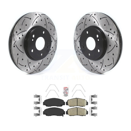 Front Coated Drilled Slotted Disc Brake Rotors And Ceramic Pads Kit For Honda Accord KDA-100360