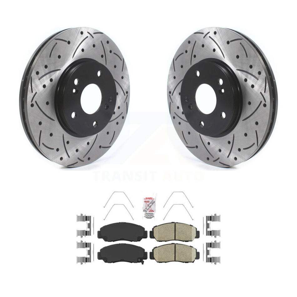 Front Coated Drilled Slotted Disc Brake Rotors And Ceramic Pads Kit For Honda Accord KDA-100360