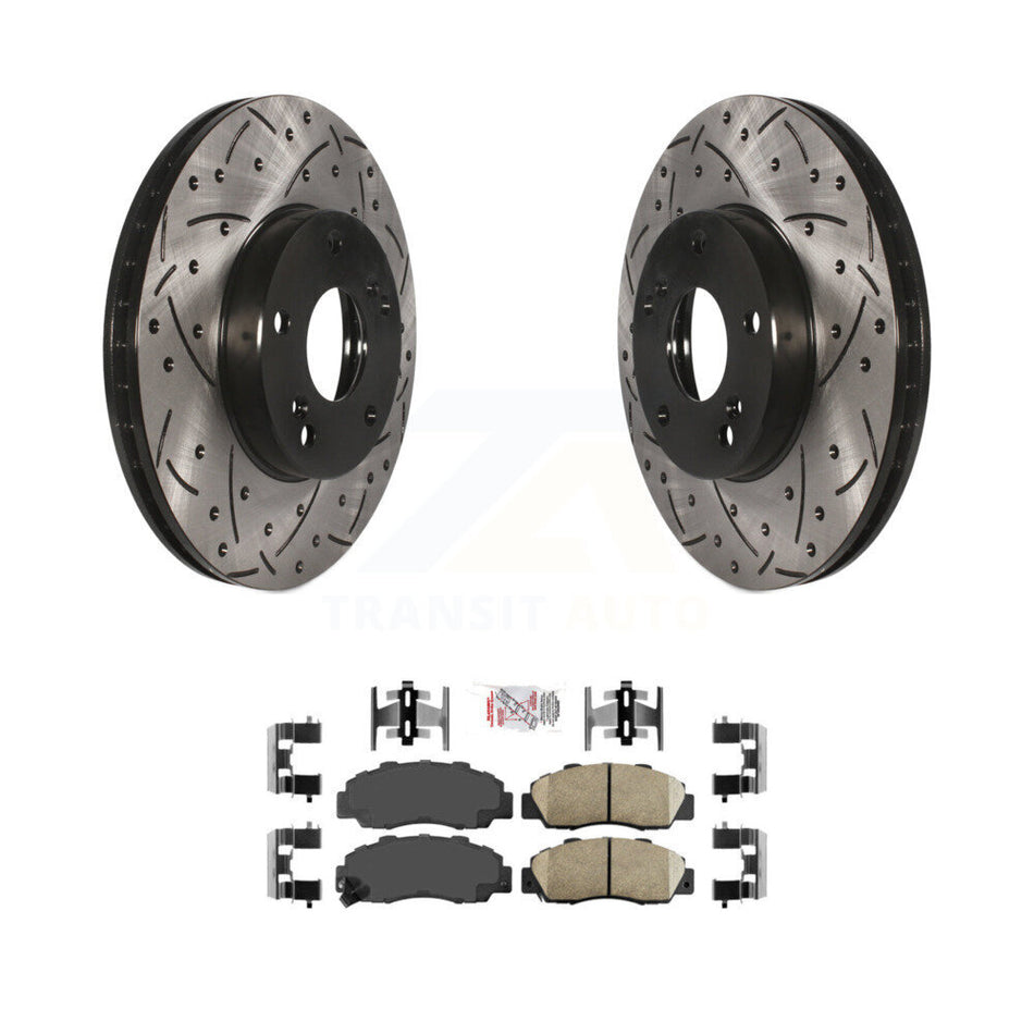 Front Coated Drill Slot Disc Brake Rotors Ceramic Pad Kit For 1998-2002 Honda Accord 3.0L KDA-100361