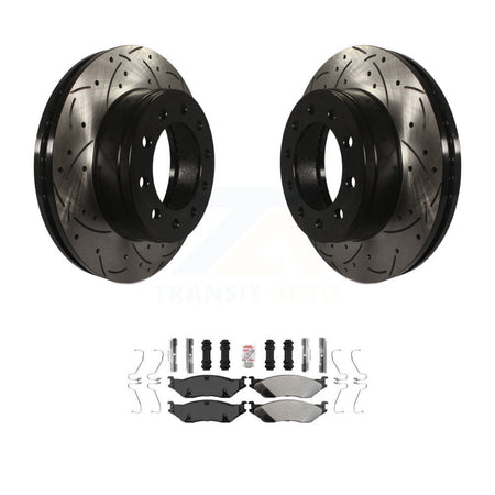 Front Drill Slot Brake Rotors Semi-Metallic Pad Kit For Ford F-450 Super Duty F-550 CF500 KDA-100374