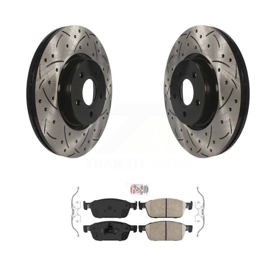 Front Drill Slot Brake Rotors Ceramic Pad Kit For Ford Focus ST With 320mm Diameter Rotor KDA-100381