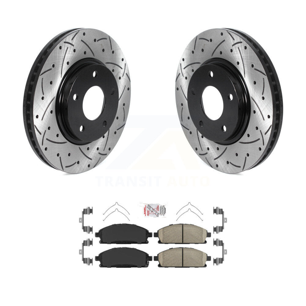 Front Coated Drilled Slotted Disc Brake Rotors Ceramic Pad Kit For 2004-2009 Nissan Quest KDA-100388