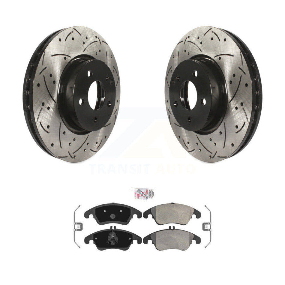 Front Drill Slot Brake Rotors Semi-Metallic Pad Kit For Mercedes-Benz C300 E350 C350 E400 KDA-100389