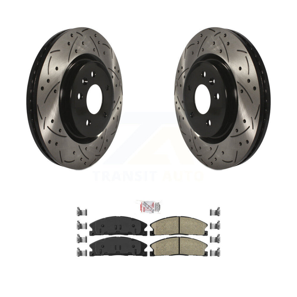 Front Drill Slot Brake Rotors Ceramic Pad Kit For 13 Ford Explorer With Heavy Duty Brakes KDA-100396