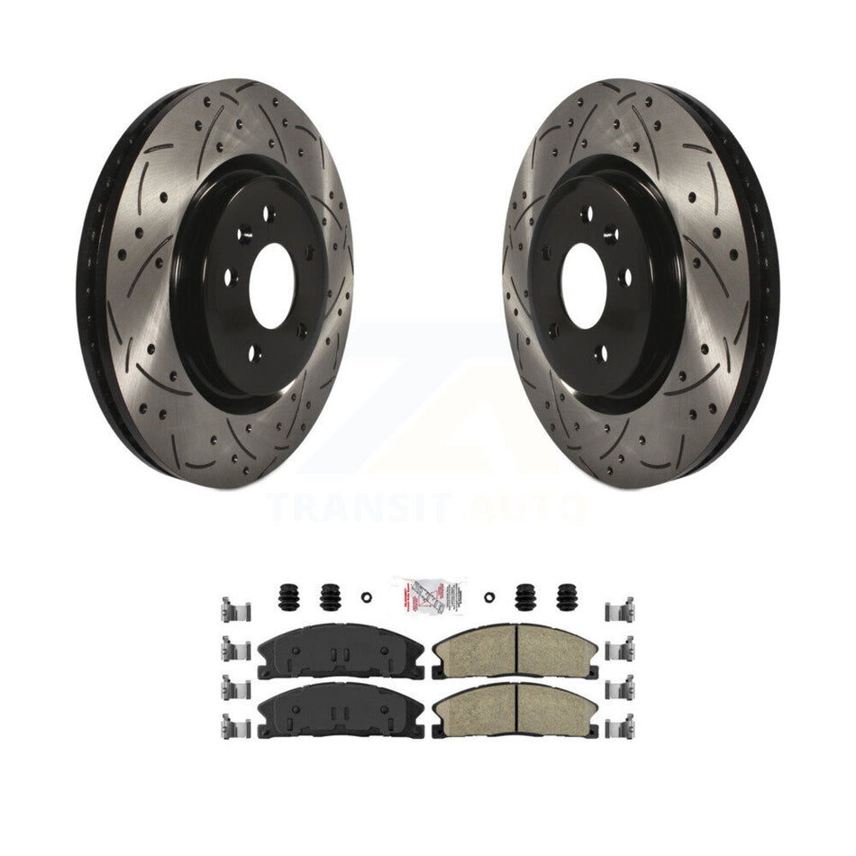 Front Drill Slot Brake Rotors Ceramic Pad Kit For 13 Ford Explorer With Heavy Duty Brakes KDA-100397