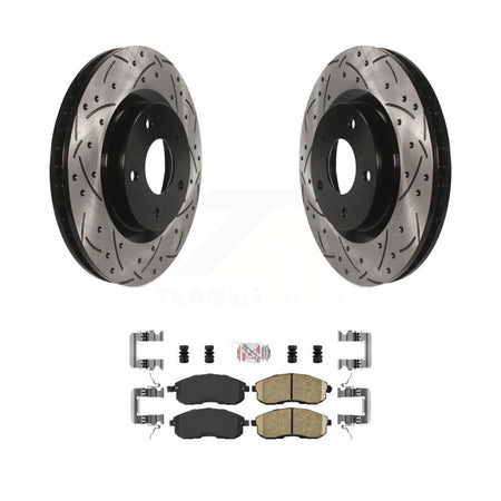 Front Coated Drill Slot Disc Brake Rotor Ceramic Pad Kit For 2007-2012 Nissan Sentra SE-R KDA-100403
